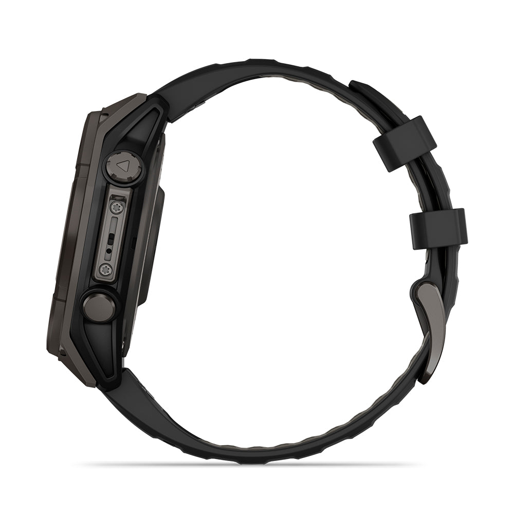Relógio Garmin fēnix ® 8 Safira Solar Titânio Cinza Carbono e Preto