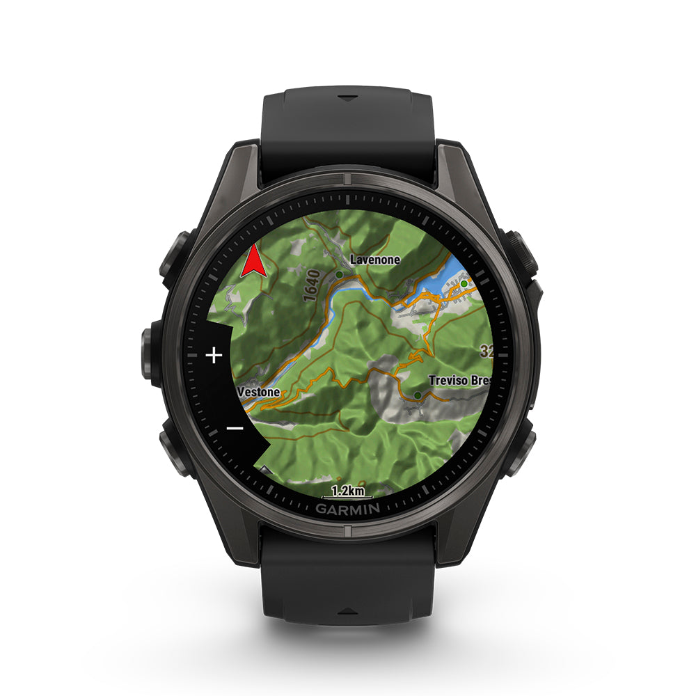 Relógio Garmin fēnix ® 8S Safira Titânio Cinza Carbono e Preto