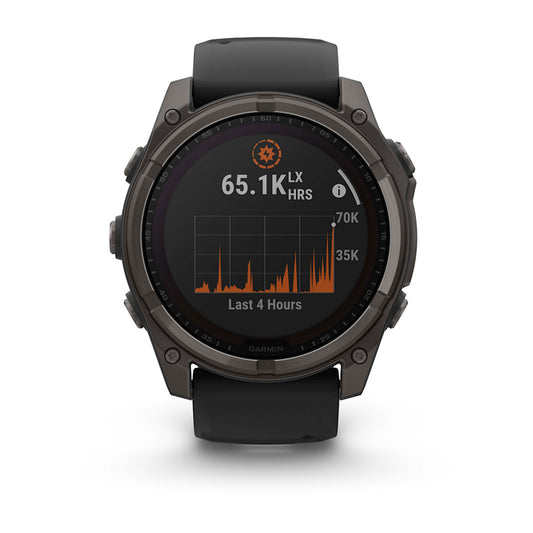 Relógio Garmin fēnix ® 8X Safira Solar Titânio Cinza Carbono e Preto