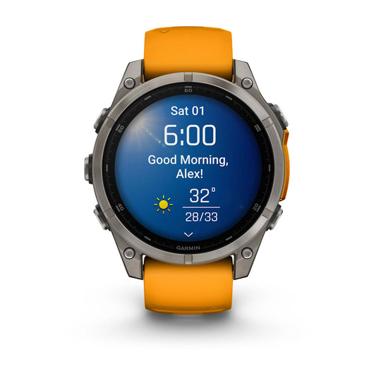 Relógio Garmin fēnix ® 8 Safira Titânio Laranja e Grafite