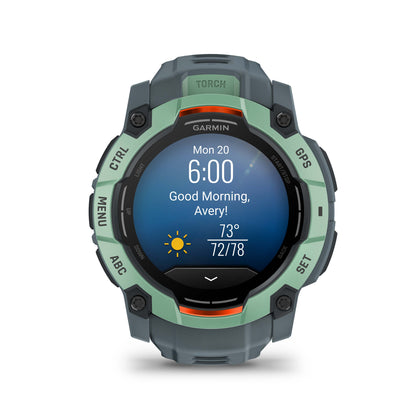 Relógio Garmin Instinct ® 3 AMOLED Neo Tropical e Cinza Crepúsculo - 50 mm