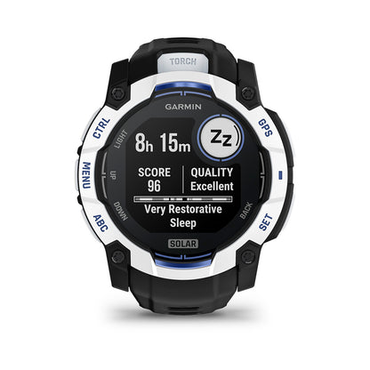 Relógio Garmin Instinct ® 3 Supernova Solar Branco/Azul/Preto - 50 mm