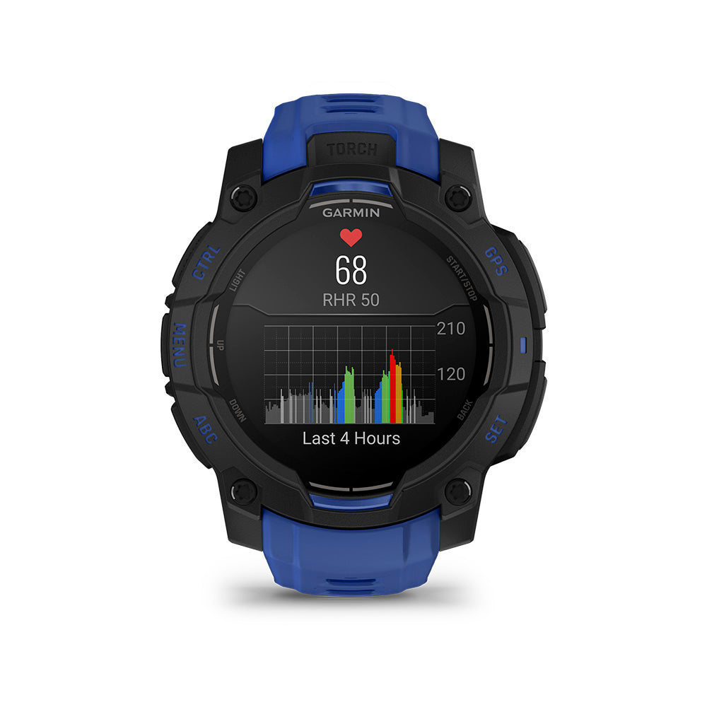 Relógio Garmin Instinct ® 3 Supernova AMOLED Preto e Azul - 45 mm