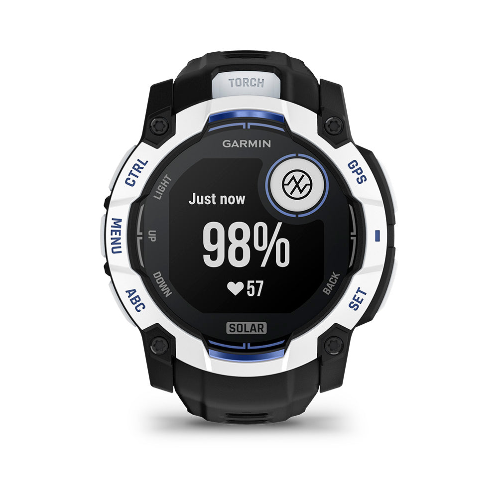 Relógio Garmin Instinct ® 3 Supernova Solar Branco/Azul/Preto - 50 mm