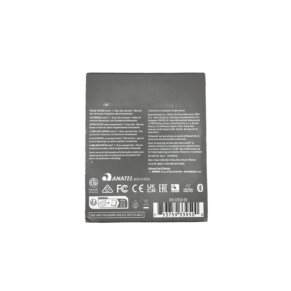 Outlet Relógio Garmin Instinct 3 Solar Preto - 45 mm