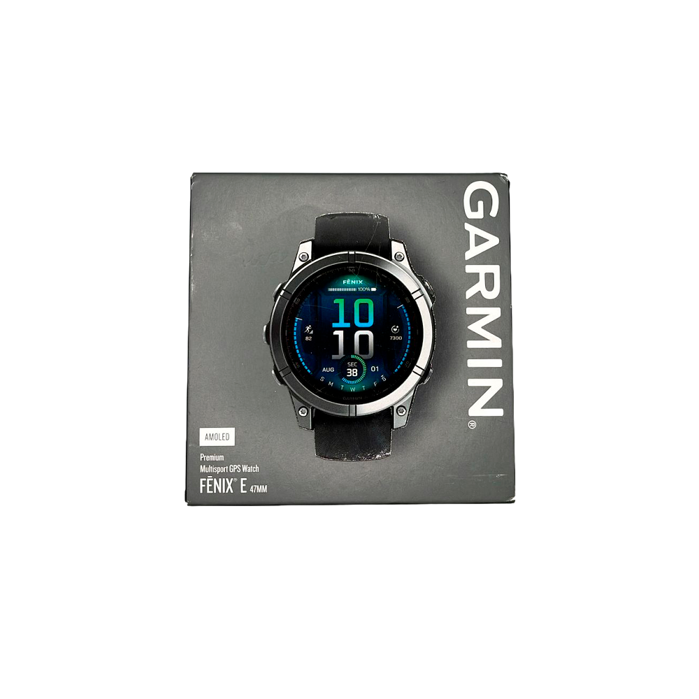 Outlet Relógio Garmin fēnix E - 47mm Aço inoxidável com pulseira de silicone preta