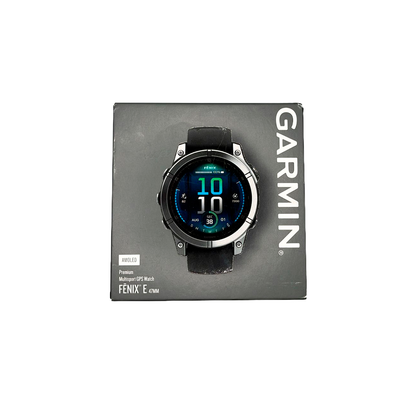 Outlet Relógio Garmin fēnix E - 47mm Aço inoxidável com pulseira de silicone preta