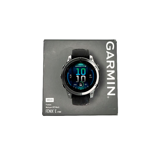 Outlet Relógio Garmin fēnix E - 47mm Aço inoxidável com pulseira de silicone preta