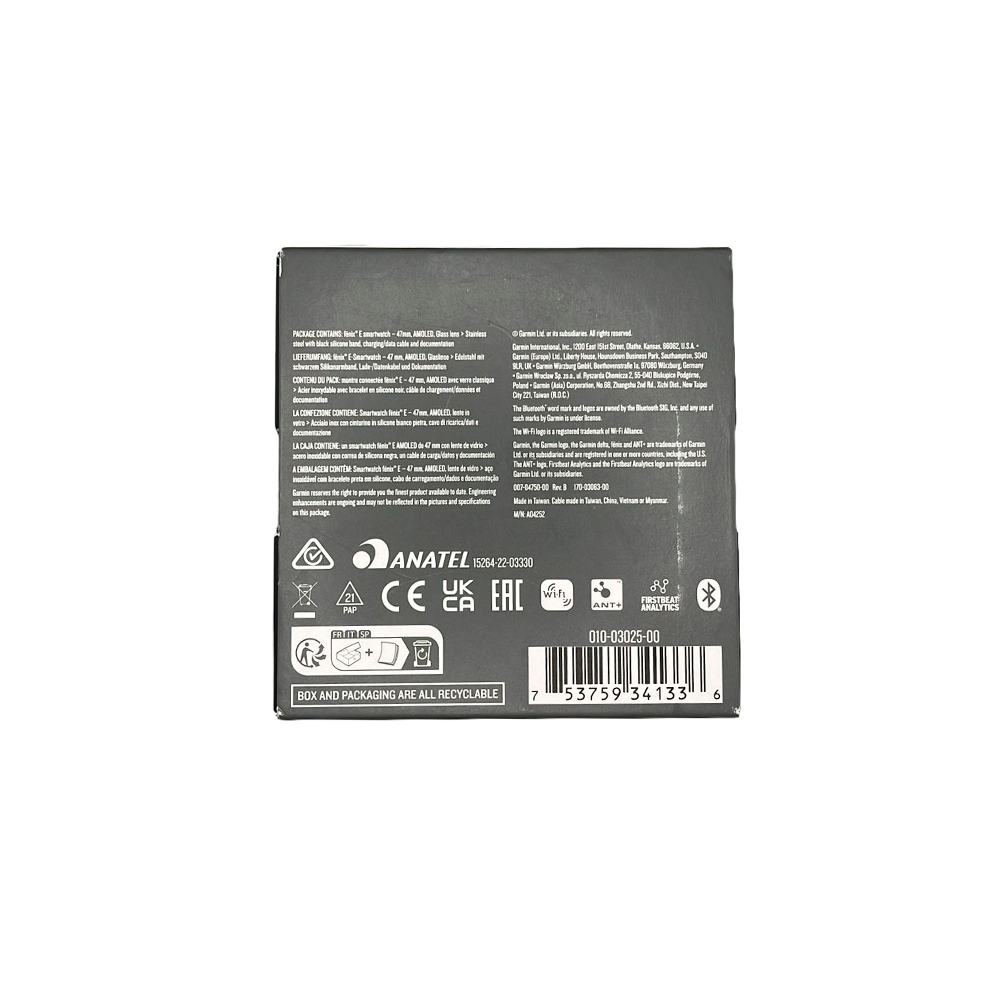 Outlet Relógio Garmin fēnix E - 47mm Aço inoxidável com pulseira de silicone preta