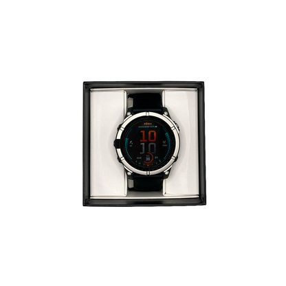 Outlet Relógio Garmin fēnix E - 47mm Aço inoxidável com pulseira de silicone preta