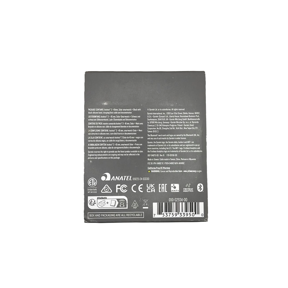 Outlet Relógio Garmin Instinct 3 Solar Preto - 45 mm
