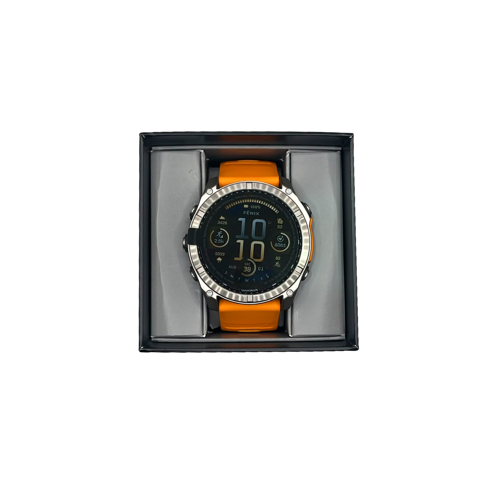 Outlet Relógio Garmin fēnix 8X Safira Titânio e Laranja