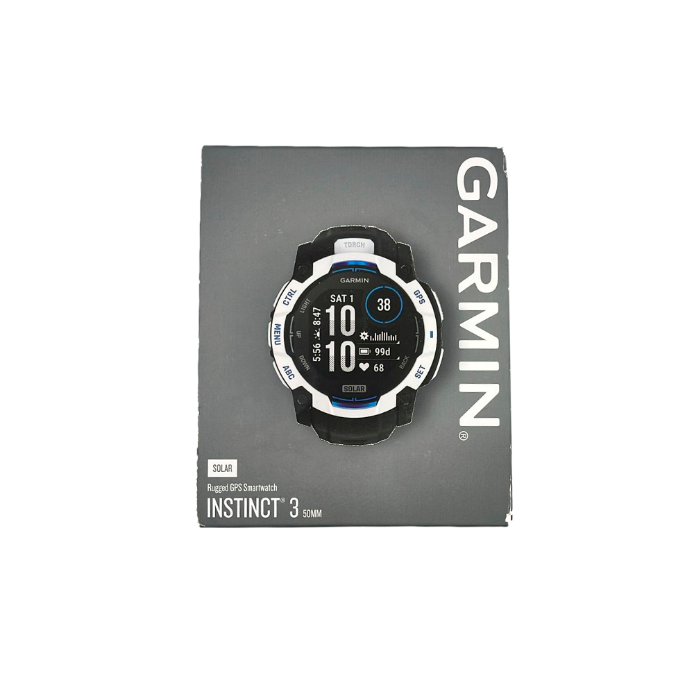 Outlet Relógio Garmin Instinct 3 Supernova 50 mm Solar Branco com Azul com Pulseira Preta