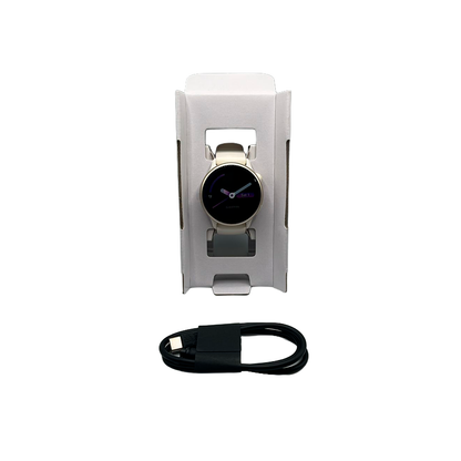 Outlet Relógio Garmin vívoactive 6 - Lunar Gold com pulseira de silicone Branca
