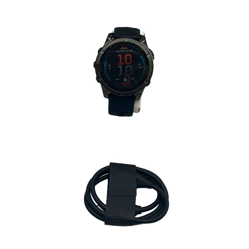 Outlet Relógio Garmin fēnix E 47 mm - Aço cinza ardósia com pulseira de silicone preta