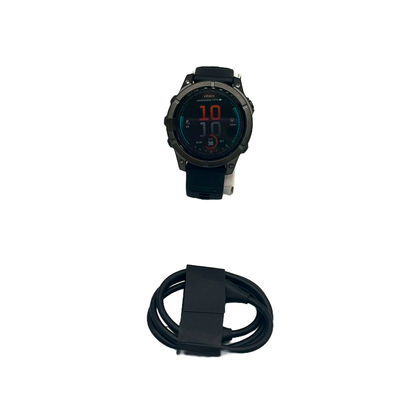 Outlet Relógio Garmin fēnix E 47 mm - Aço cinza ardósia com pulseira de silicone preta