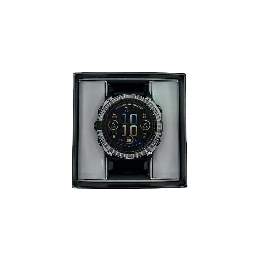 Outlet Relógio Garmin Fenix 8X Safira Carbon Gray DLC Titânio Preto/Cinza