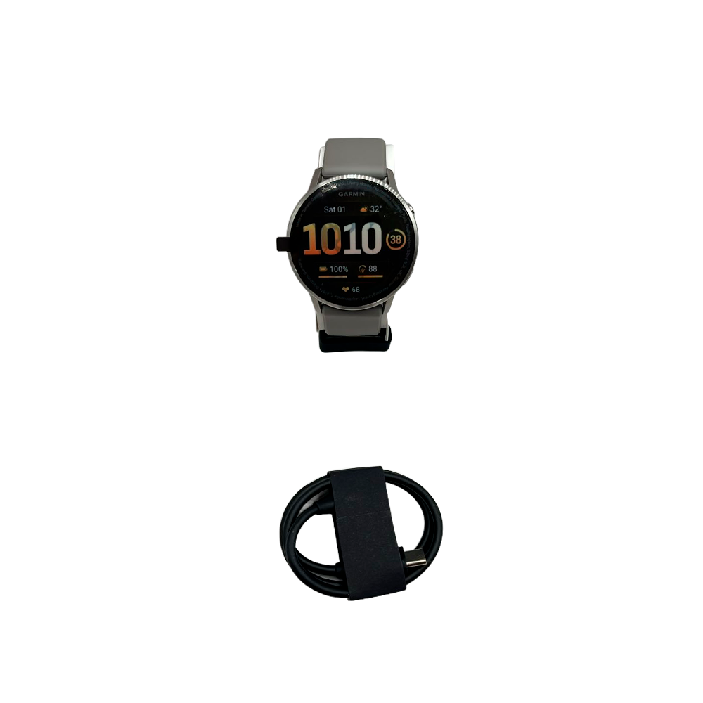 Outlet Relógio Garmin Venu 4 45mm Prata com pulseira de silicone cinza