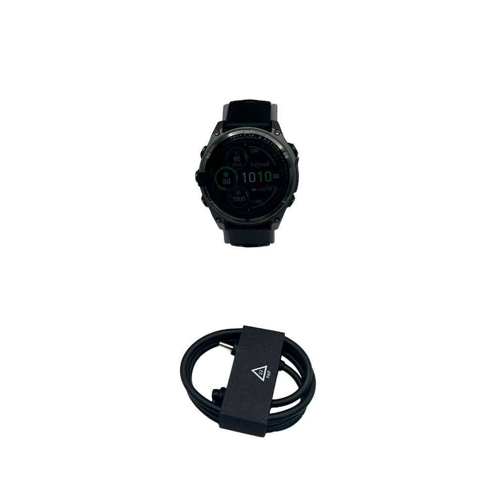 Outlet Relógio Garmin fēnix 8 Safira Solar Carbon Gray DLC Titânio Preto e Cinza