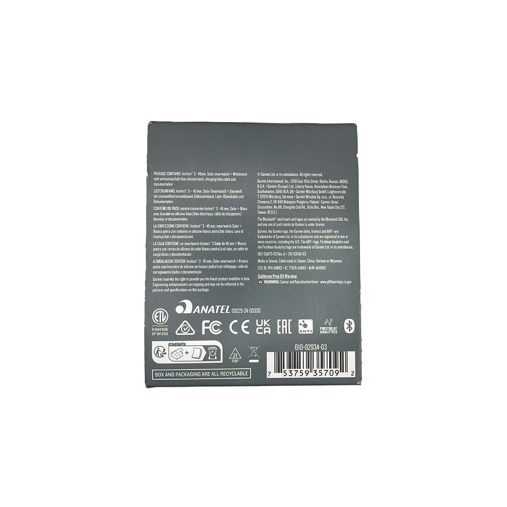 Outlet Relógio Garmin Instinct ® 3 Supernova 45 mm Solar - Branco e Azul
