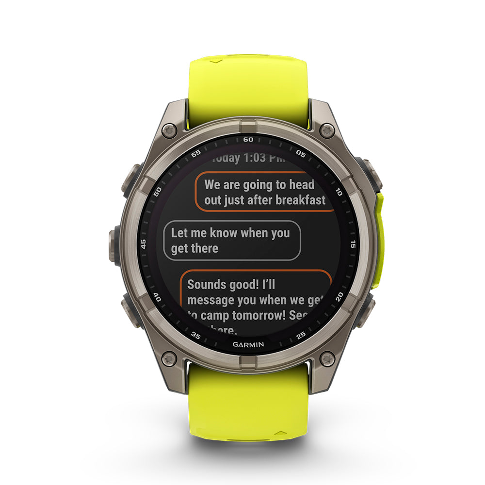 Relógio Garmin fēnix ® 8 Safira Solar Titânio e Amarelo