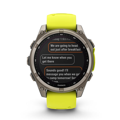 Relógio Garmin fēnix ® 8 Safira Solar Titânio e Amarelo