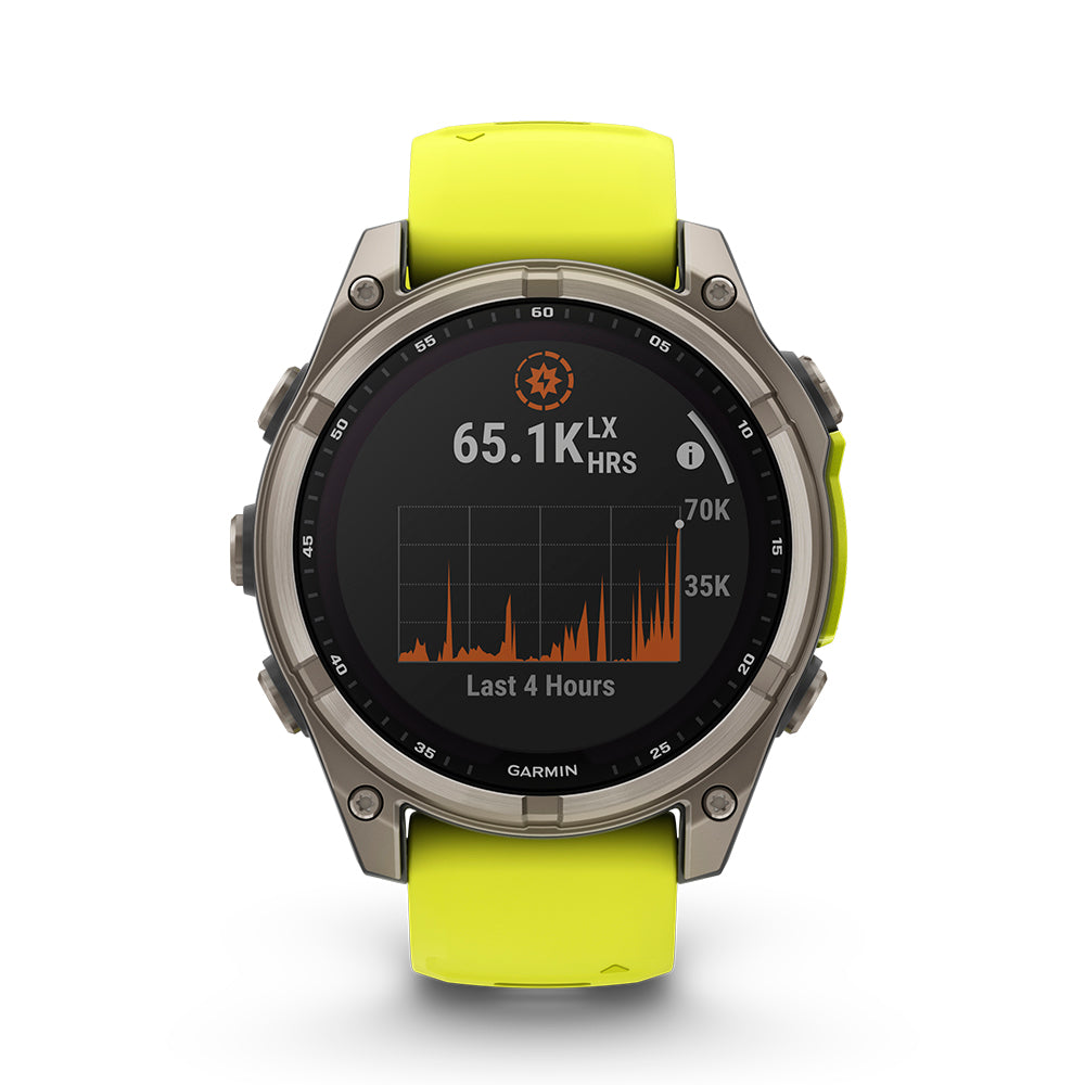 Relógio Garmin fēnix ® 8 Safira Solar Titânio e Amarelo