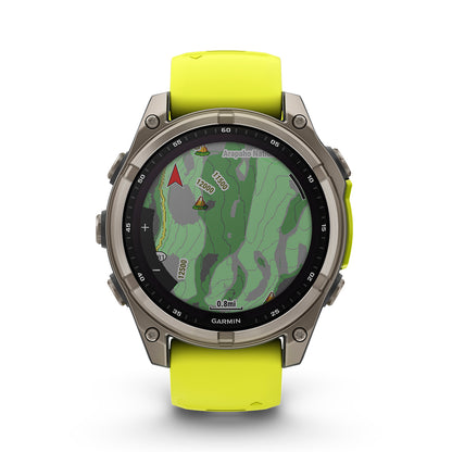 Relógio Garmin fēnix ® 8 Safira Solar Titânio e Amarelo
