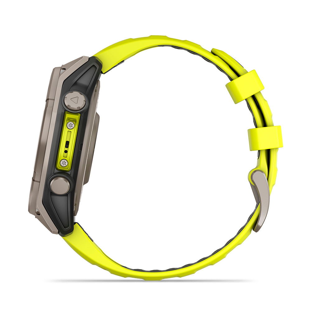 Relógio Garmin fēnix ® 8 Safira Solar Titânio e Amarelo