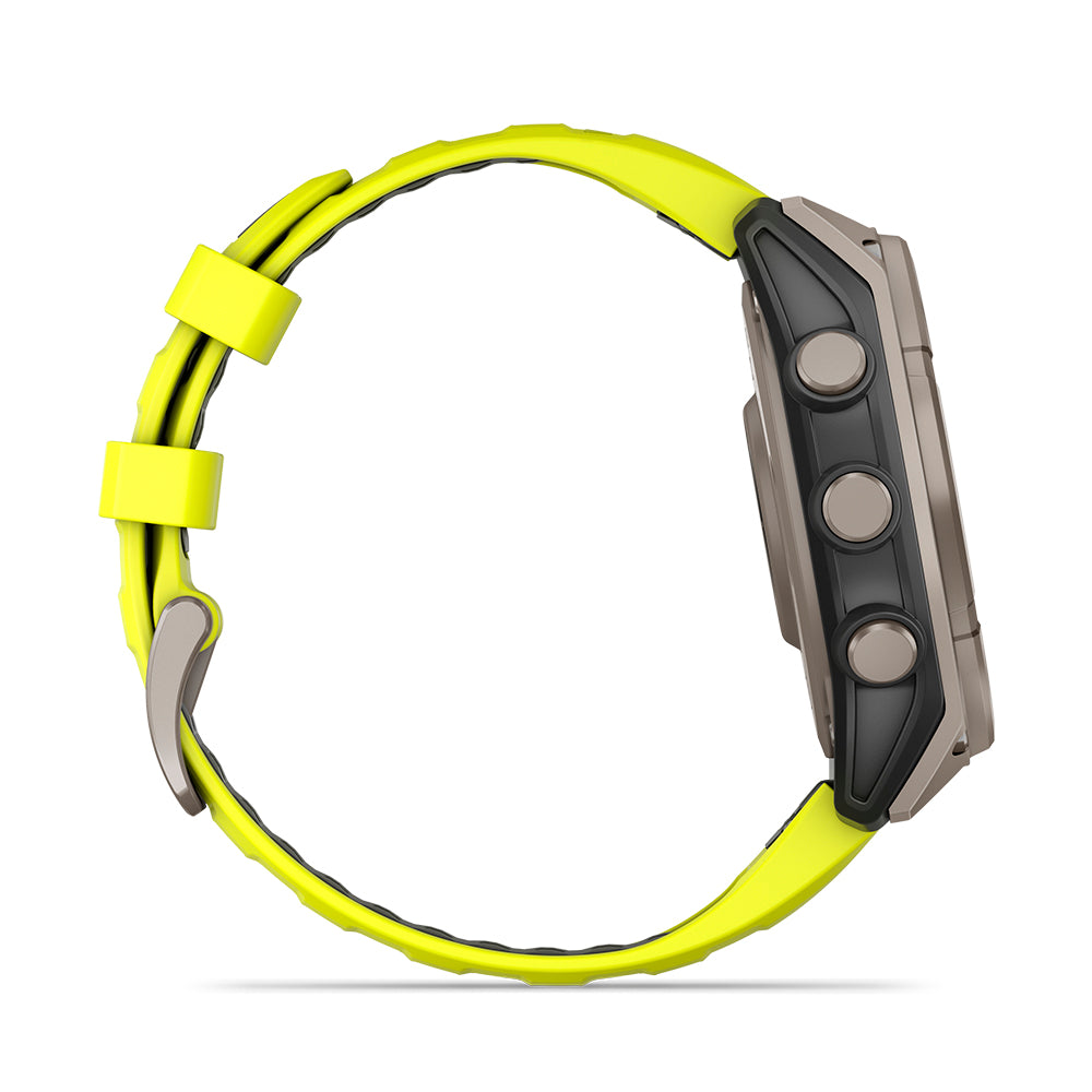 Relógio Garmin fēnix ® 8 Safira Solar Titânio e Amarelo