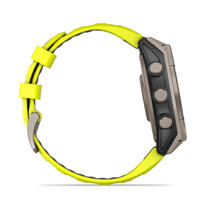 Relógio Garmin fēnix ® 8 Safira Solar Titânio e Amarelo