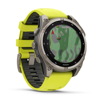 Relógio Garmin fēnix ® 8 Safira Solar Titânio e Amarelo
