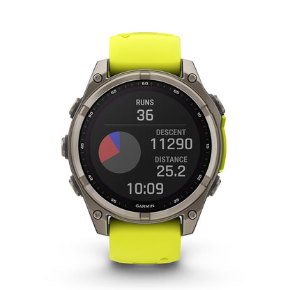 Relógio Garmin fēnix ® 8 Safira Solar Titânio e Amarelo