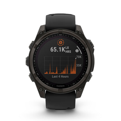 Relógio Garmin fēnix ® 8 Safira Solar Titânio Cinza Carbono e Preto
