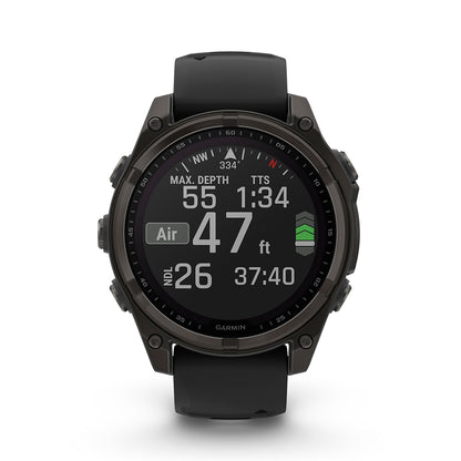 Relógio Garmin fēnix ® 8 Safira Solar Titânio Cinza Carbono e Preto