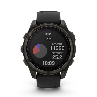 Relógio Garmin fēnix ® 8 Safira Solar Titânio Cinza Carbono e Preto