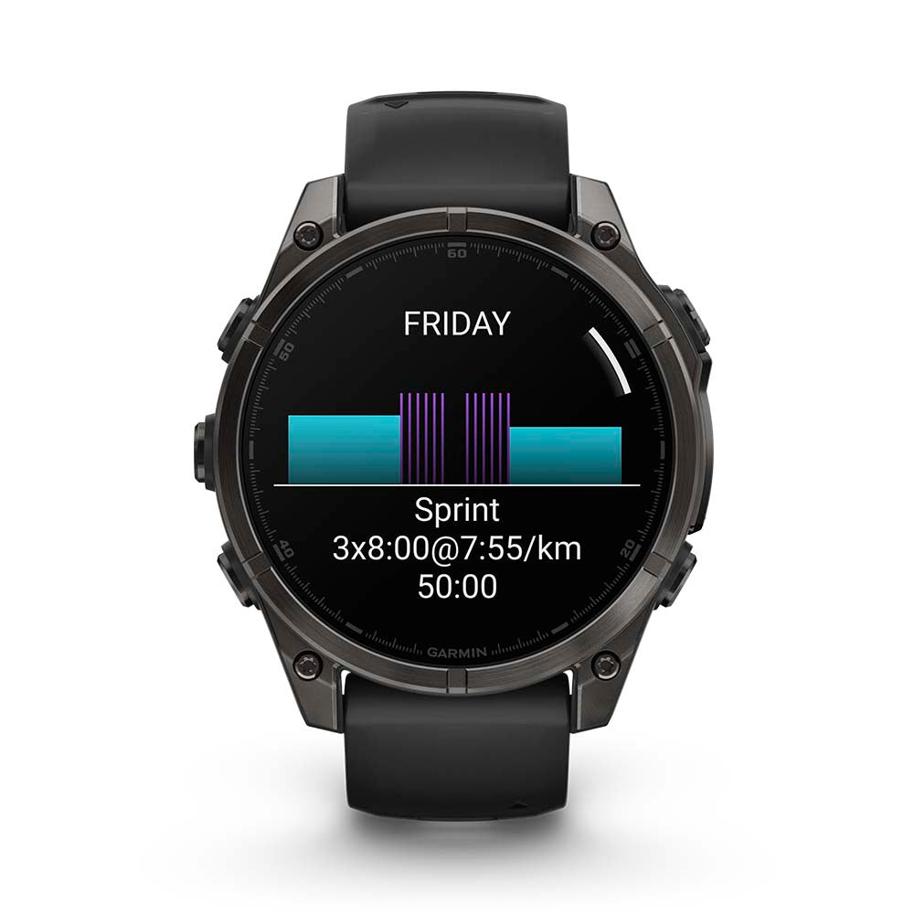 Relógio Garmin fēnix ® 8 Safira Titânio Cinza Carbono e Preto