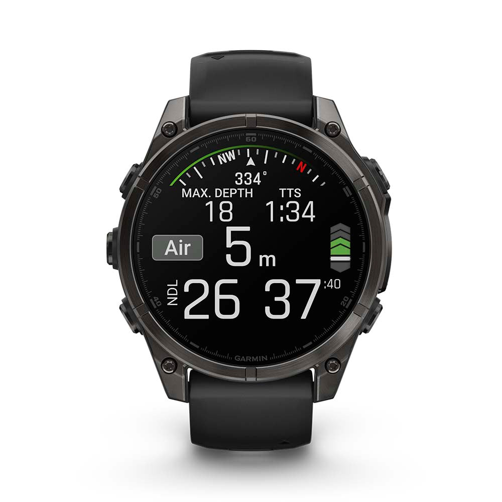 Relógio Garmin fēnix ® 8 Safira Titânio Cinza Carbono e Preto