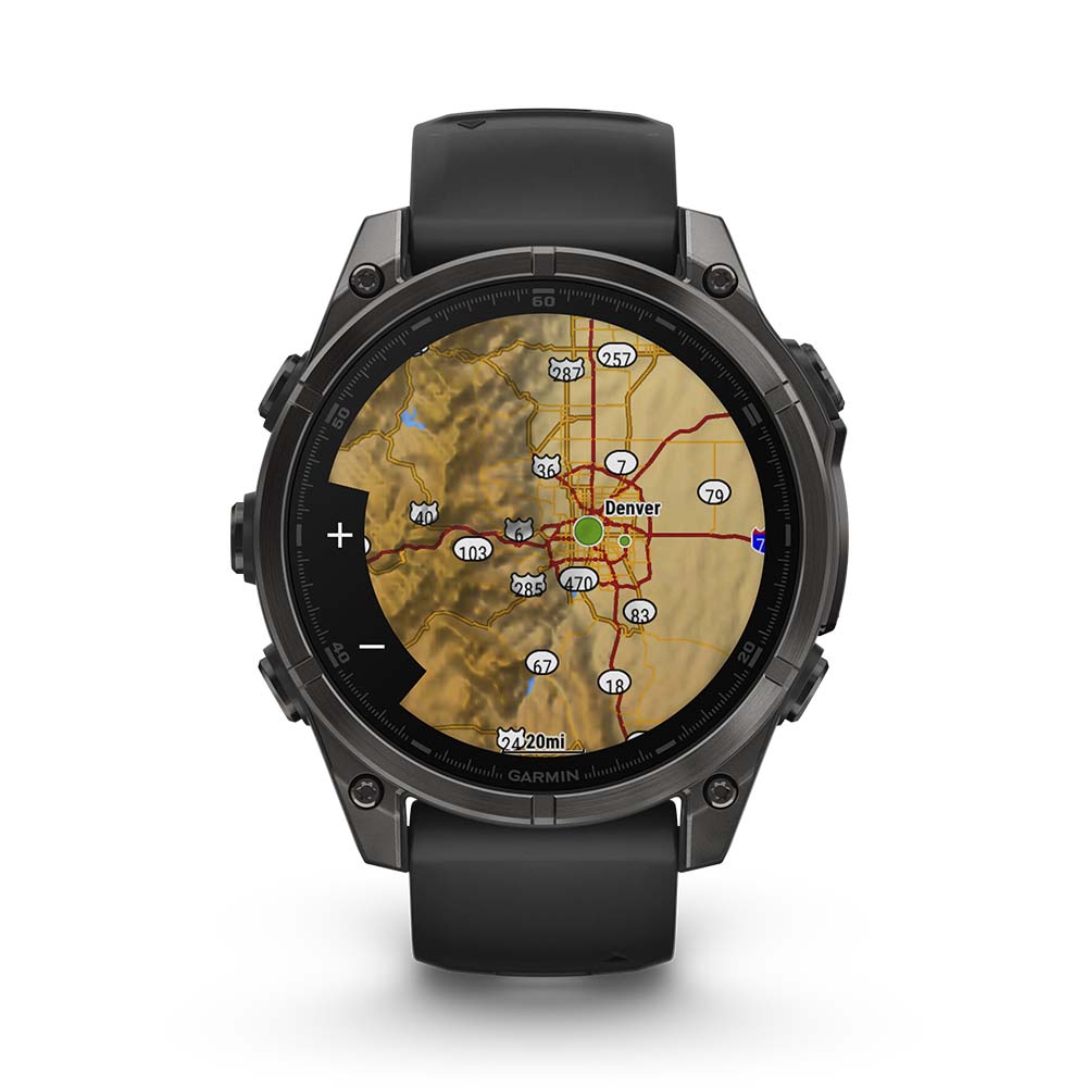 Relógio Garmin fēnix ® 8 Safira Titânio Cinza Carbono e Preto
