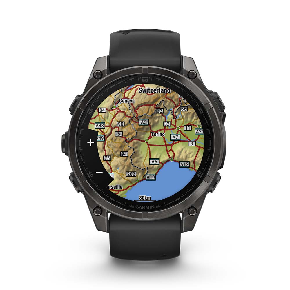 Relógio Garmin fēnix ® 8 Safira Titânio Cinza Carbono e Preto