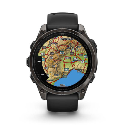 Relógio Garmin fēnix ® 8 Safira Titânio Cinza Carbono e Preto