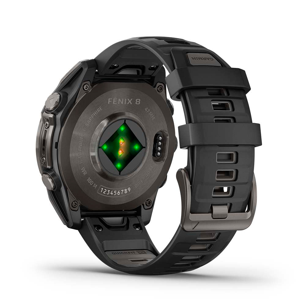 Relógio Garmin fēnix ® 8 Safira Titânio Cinza Carbono e Preto