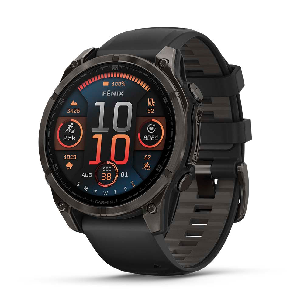 Relógio Garmin fēnix ® 8 Safira Titânio Cinza Carbono e Preto