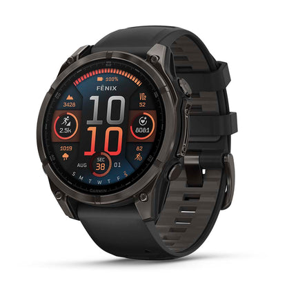Relógio Garmin fēnix ® 8 Safira Titânio Cinza Carbono e Preto