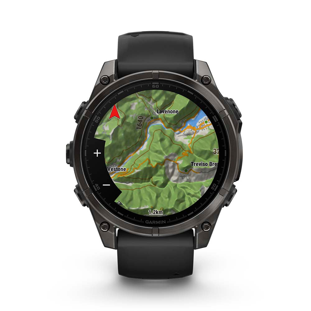 Relógio Garmin fēnix ® 8 Safira Titânio Cinza Carbono e Preto