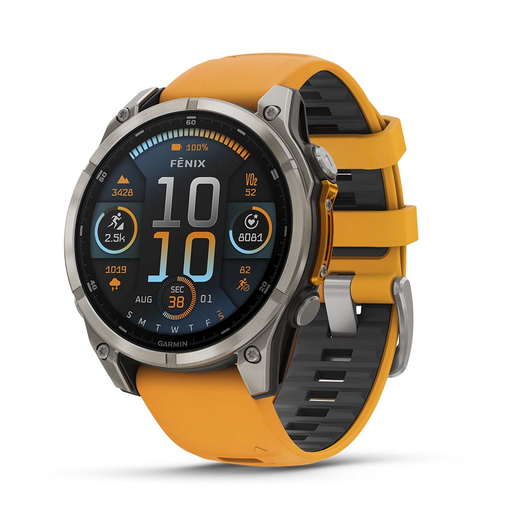 Relógio Garmin fēnix ® 8 Safira Titânio Laranja e Grafite