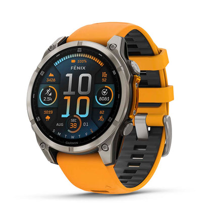 Relógio Garmin fēnix ® 8 Safira Titânio Laranja e Grafite