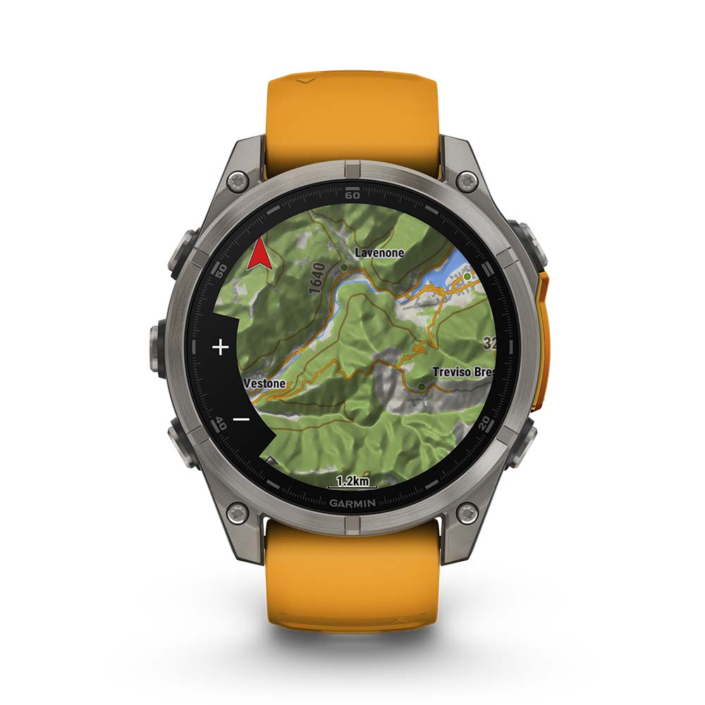 Relógio Garmin fēnix ® 8 Safira Titânio Laranja e Grafite