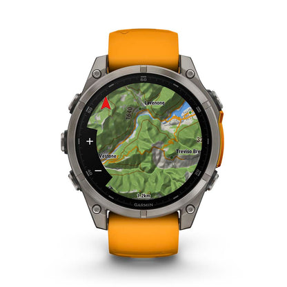 Relógio Garmin fēnix ® 8 Safira Titânio Laranja e Grafite