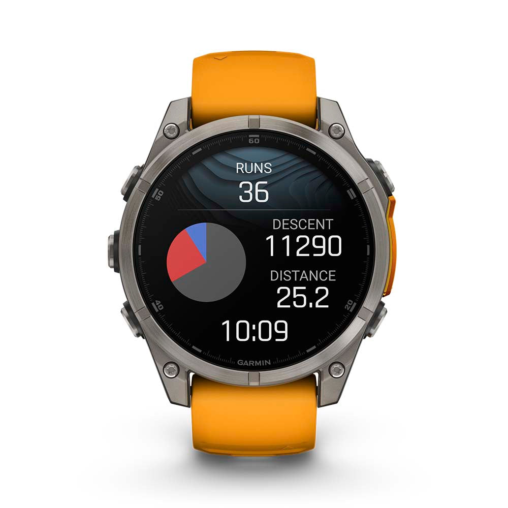 Relógio Garmin fēnix ® 8 Safira Titânio Laranja e Grafite